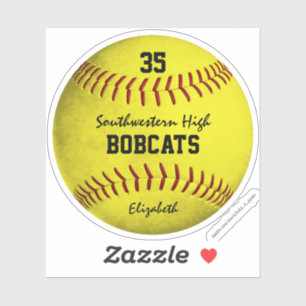 Adesivo nome de equipe personalizada de softball amarelo b