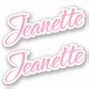 Adesivo Nome de Jeanette em Rosa x2