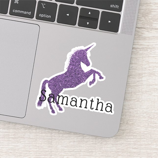 Adesivo Nome de Unicórnio Brilho Roxo Feminino (Detalhe)