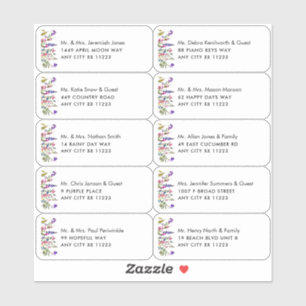 Adesivo Nome de Wildflower Rótulos de Endereço Convidado p