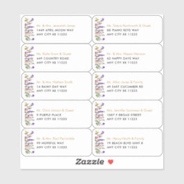 Adesivo Nome de Wildflower Rótulos de Endereço Convidado p