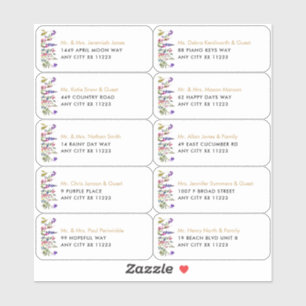 Adesivo Nome de Wildflower Rótulos de Endereço Convidado p