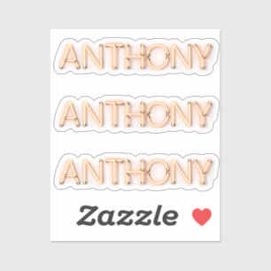 Adesivo Nome do Anthony em luzes néon brilhantes x3