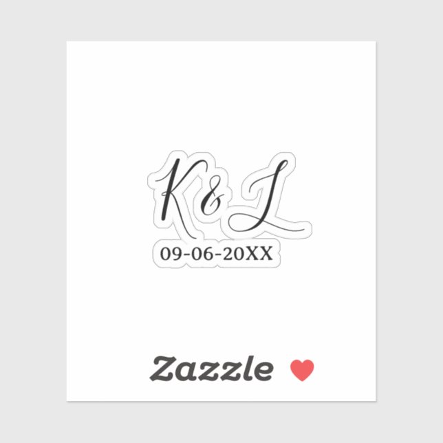 Adesivo nome do casal de casamento data carta fundo pastel (Folha)