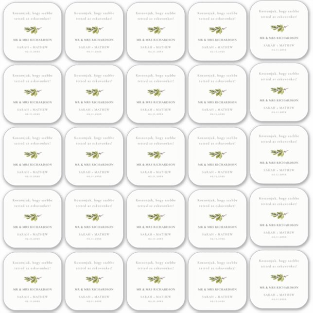 Adesivo Nome do Convidado da Folha do Pinheiro Verde Mínim (Frente)