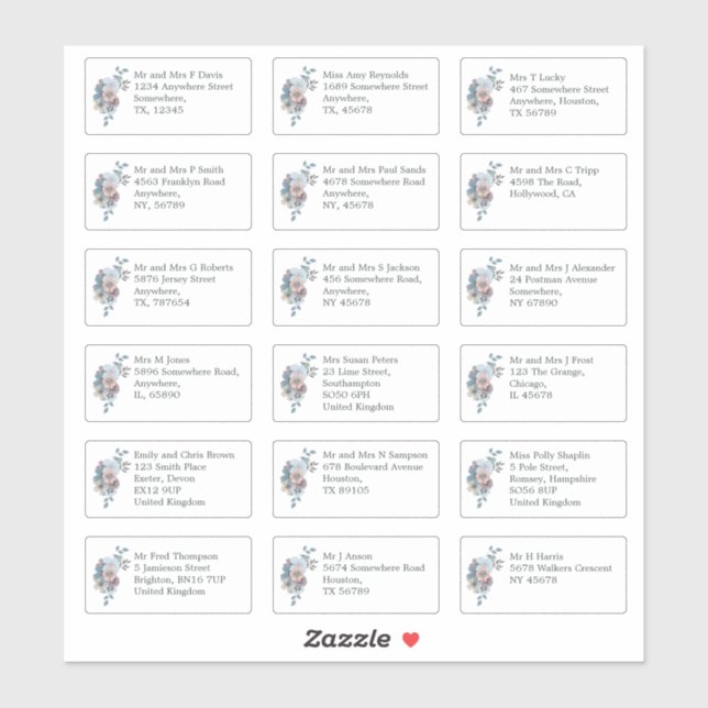 Adesivo Nome do Convidado de Casamento Individual Endereço (Folha)