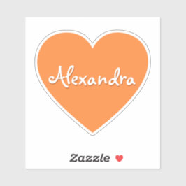 Adesivo Nome do Coração Laranja Grande Personalizado