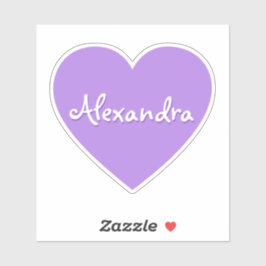 Adesivo Nome do Coração Roxo Grande Personalizado