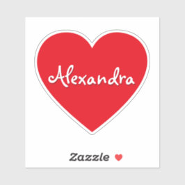 Adesivo Nome do Coração Vermelho Grande Personalizado