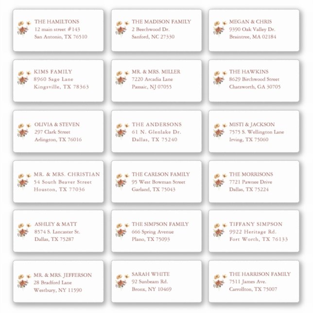 Adesivo Nome do Destinatário do Convidado de Casamento Flo (Frente)