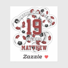 Adesivo nome do grupo de bolas de futebol preto maroon