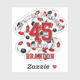 Adesivo nome do grupo de bolas de futebol preto vermelho