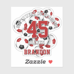 Adesivo nome do grupo de bolas de futebol preto vermelho