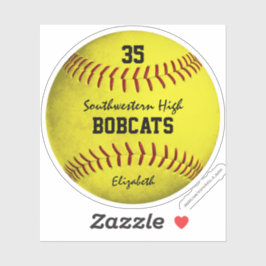 Adesivo nome do grupo personalizado de softball amarelo su