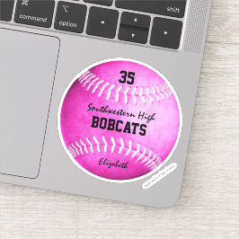 Adesivo nome do grupo personalizado de softball rosa-quent