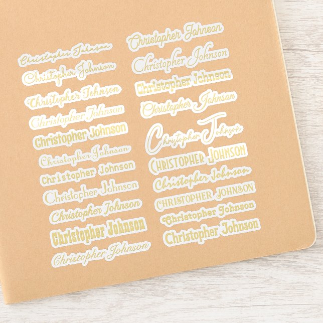 Adesivo Nome do na moda Assinatura Texto Dourado Script de (Stylish Name Signature Gold Text Script Kiss Cut Sticker)