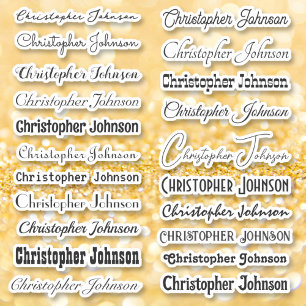 Adesivo Nome do na moda Signature Black Text Script Beijo 