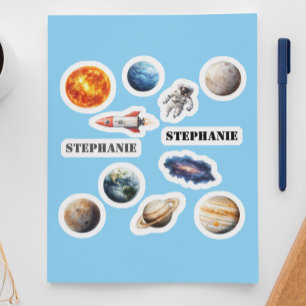 Adesivo Nome do Planeta Espacial Foguete Astronauta