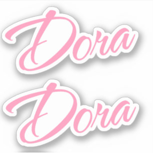 Adesivo Nome Dora em Rosa x2