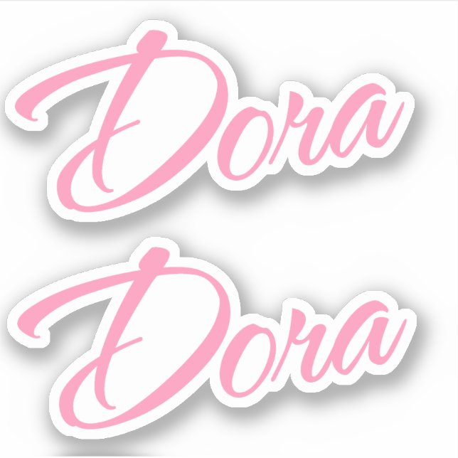 Adesivo Nome Dora em Rosa x2 (Frente)