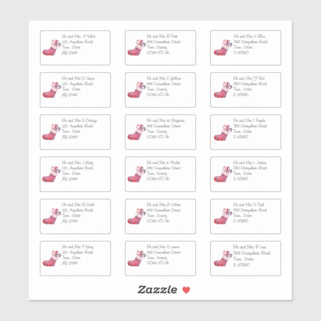 Adesivo Nome e endereço individuais de estoque de Natal bo (Folha)