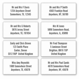 Adesivo Nome e Folha de Endereços Individuais para Destina