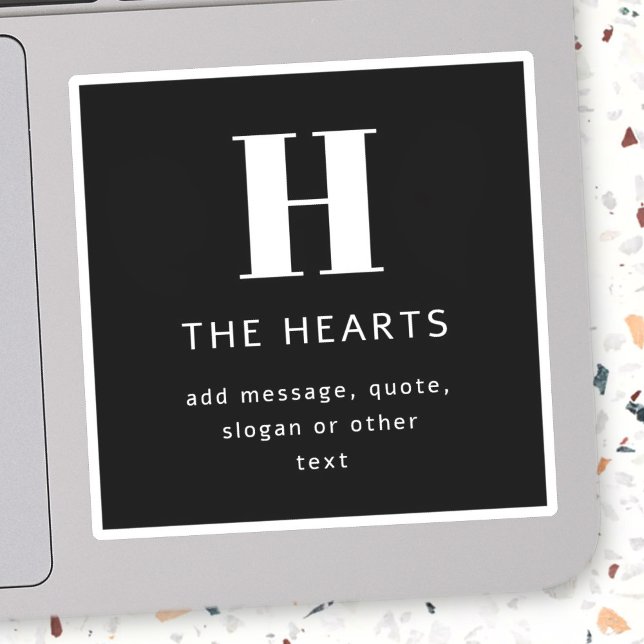 Adesivo Nome e Mensagem do Monograma Moderno Editável | Pr (Criador carregado)