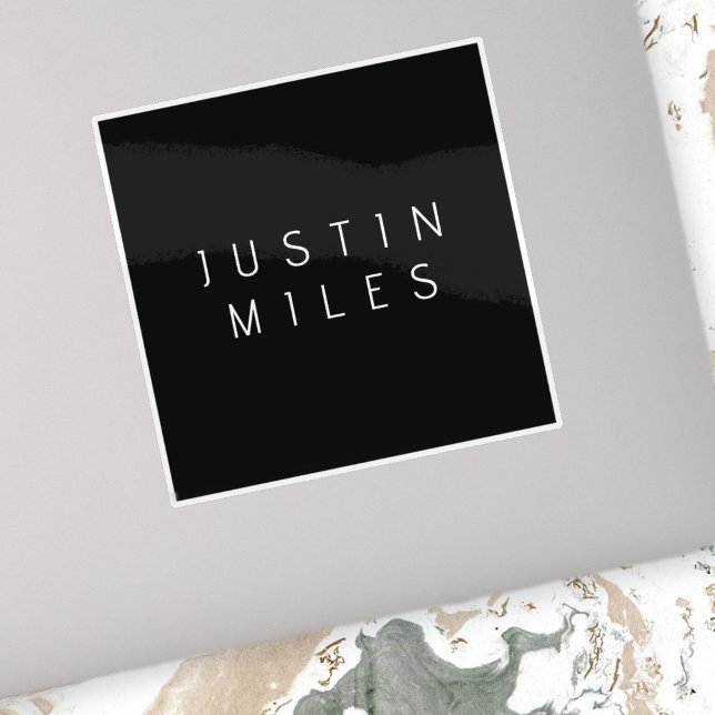 Adesivo Nome editável minimalista moderno | Preto & Branco (Criador carregado)