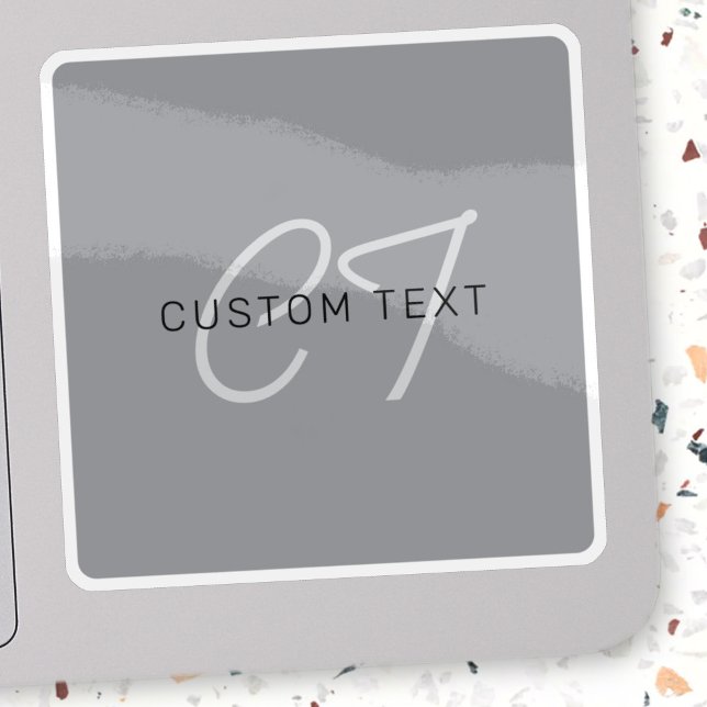 Adesivo Nome editável ou saudação | Cinza Preta e Escura (Criador carregado)