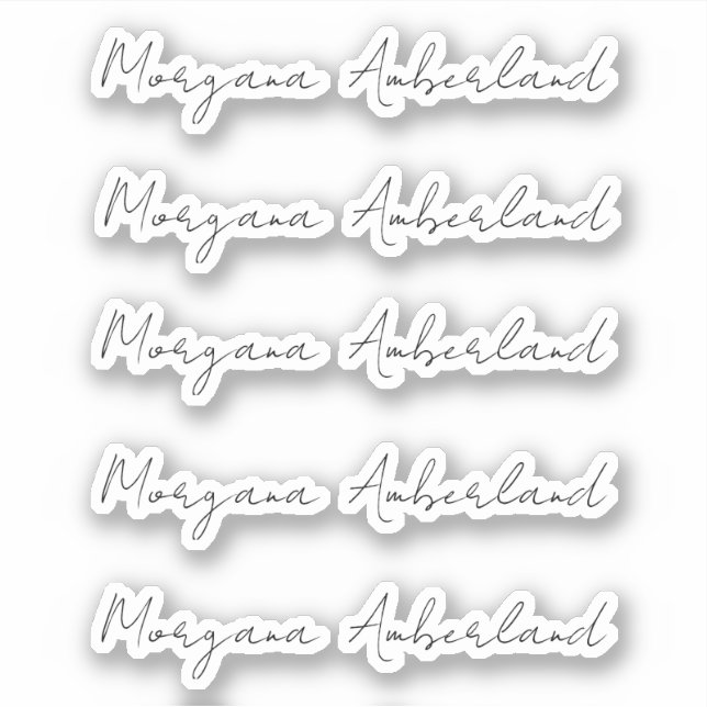 Adesivo Nome Elegante de Script Preto Office Cut Vinyl (Frente)