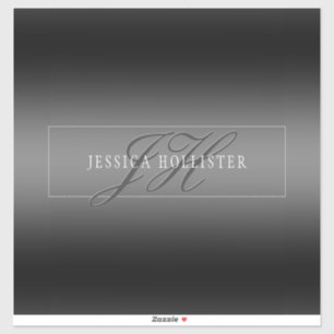 Adesivo Nome Elegante e Iniciais Monogramados   Cinza e pr