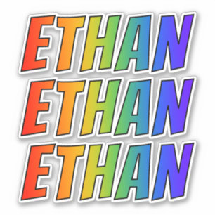Adesivo Nome "ETHAN" com coloração do arco-íris do