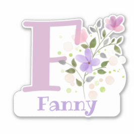 Adesivo Nome Fanny & Inicial com Desenho Floral