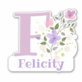 Adesivo Nome Felicity & Initial com Floral Design