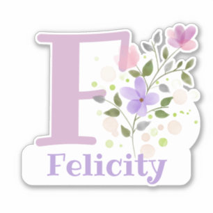 Adesivo Nome Felicity & Initial com Floral Design