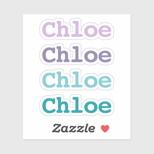 Adesivo Nome Filho do Tipo de Cor do Gradiente Roxo e Teal (Folha)