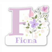 Nome Fiona mais Inicial com Design Floral