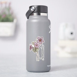 Adesivo Nome Floral Violeta Personalizado Botânico Customi