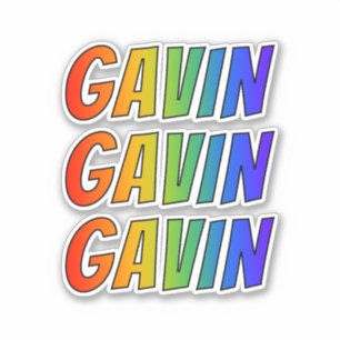 Adesivo Nome "GAVIN" com coloração do arco-íris do