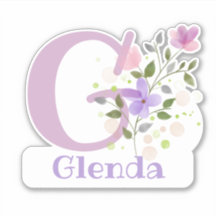 Nome Glenda mais Inicial com Floral Design