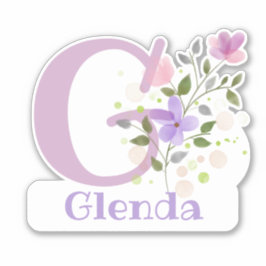 Adesivo Nome Glenda mais Inicial com Floral Design