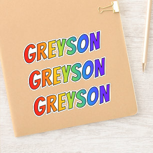 Adesivo Nome "GREYSON" com coloração do arco-íris do