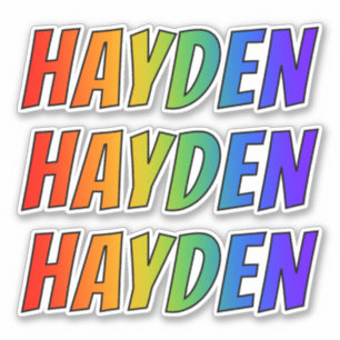 Adesivo Nome "HAYDEN" com coloração do arco-íris do