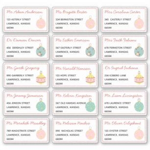 Adesivo Nome Individual de Natal Festivo Endereço de exped