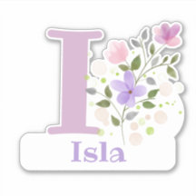 Nome Isla mais Inicial com Floral Design