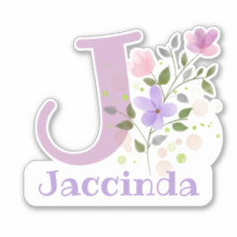 Adesivo Nome Jaccinda mais Inicial com Desenho Floral