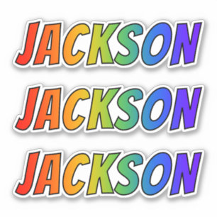 Adesivo Nome "JACKSON" com coloração do arco-íris do