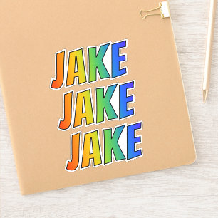 Adesivo Nome "JAKE" com coloração do arco-íris do
