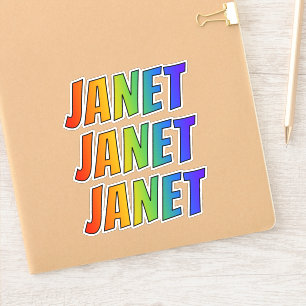 Adesivo Nome "JANET" com coloração do arco-íris do