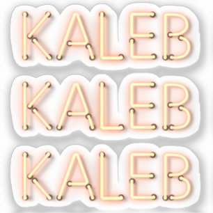 Adesivo Nome Kaleb em Luzes Neon Brilhantes x3